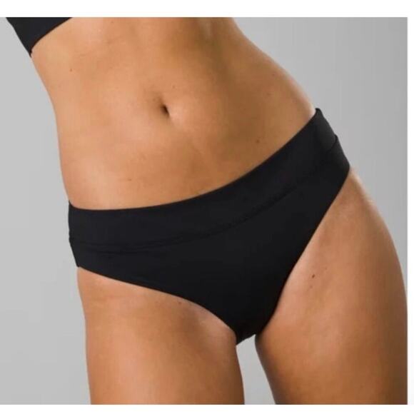 New! Prana Summer Waves Black Banded Bikini Bottom UPF 50+ Women’s Large - Picture 1 of 4